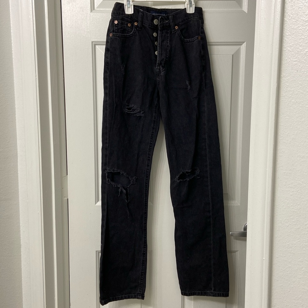 Womens black high waisted ripped 90s jeans
